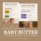 Freebie Baby Butter Photoshop Actions Cheat Sheet PDF